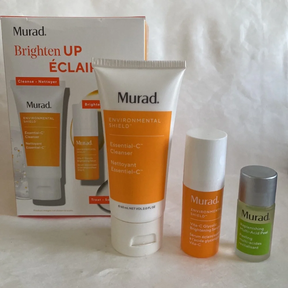 MURAD Brighten Up Eclaircir 3p Travel Set Cleanser Serum Peel NIB Sealed $59