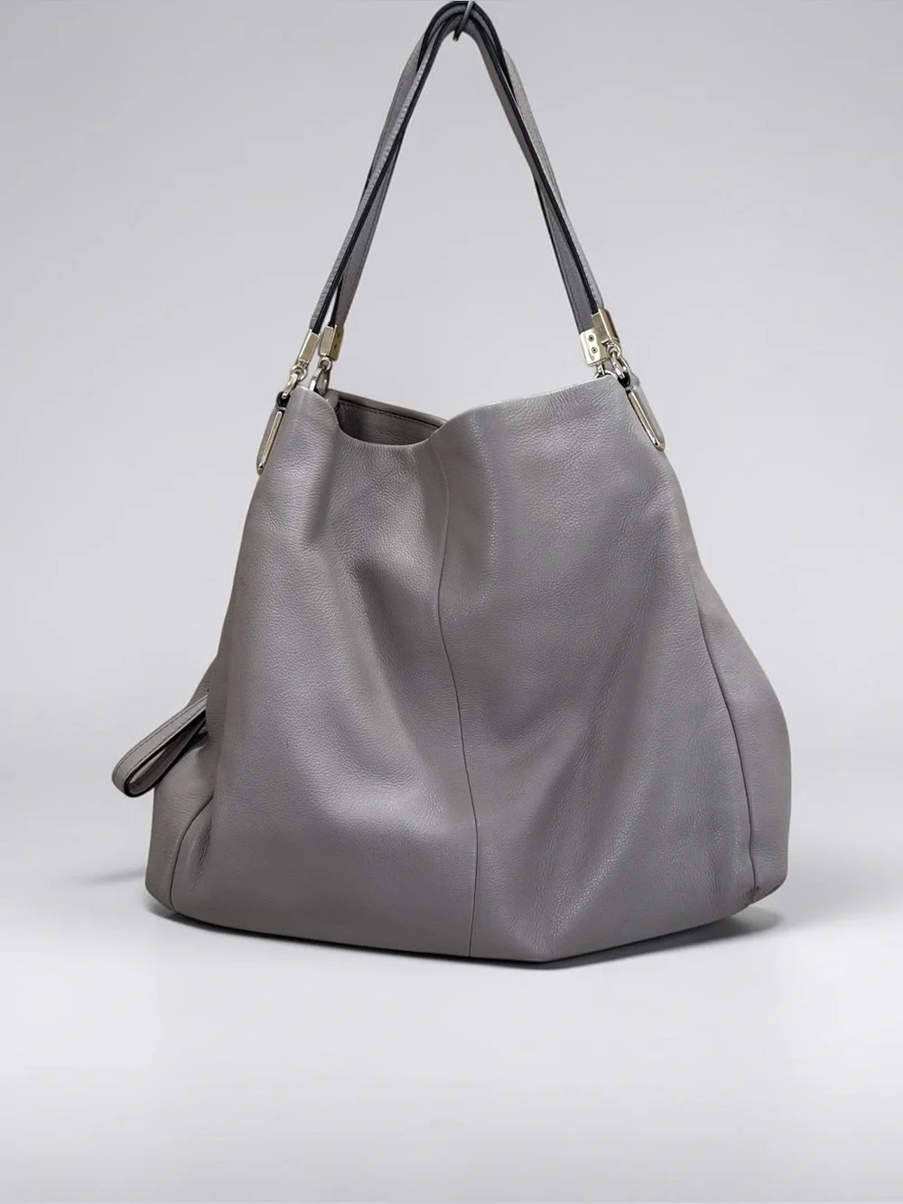 COACH Pebbled Leather Madison Phoebe Women's Handbag 3 Compartment Gray