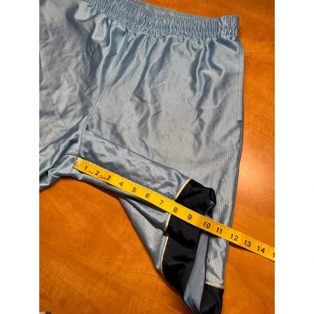 Y2K Nike Mens Basketball Shorts Light Blue Navy Trim Dazzle Athletic Size Large