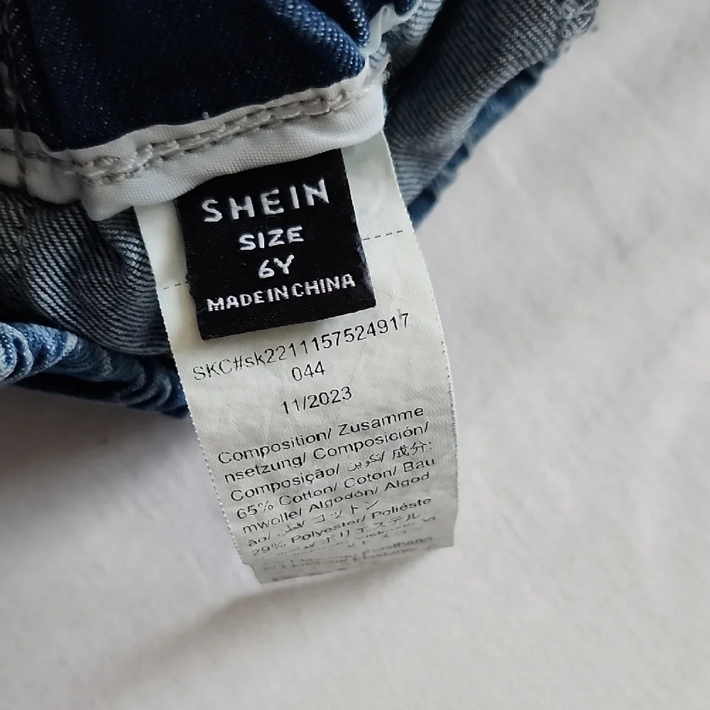 Shein Girls Blue Flare Bell Bottom Jeans Denim Bow Details 6Y