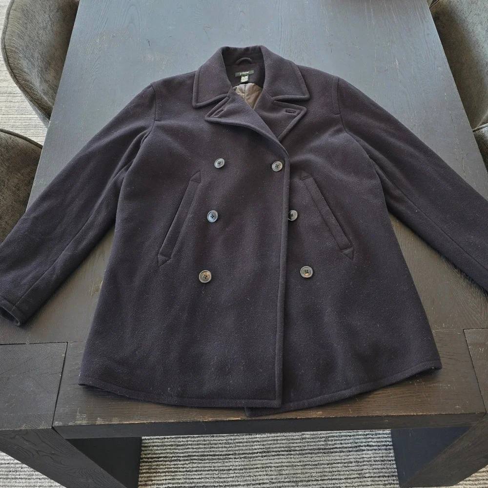 J.Crew Mens Wool Thinsulate Pea Coat Navy Blue Style‎ 65263 Medium FA04