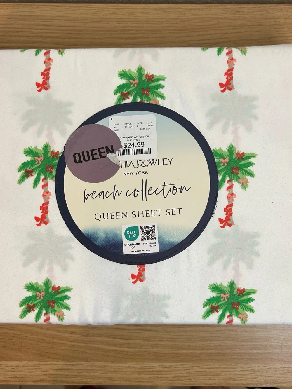 Cynthia Rowley New York Beach Collection Queen Sheet Set