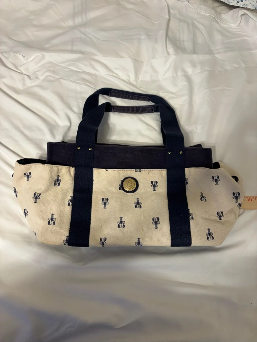 Tommy Hilfiger Navy Canvas Lobster Print Tote Bag Coastal Beach Shopper