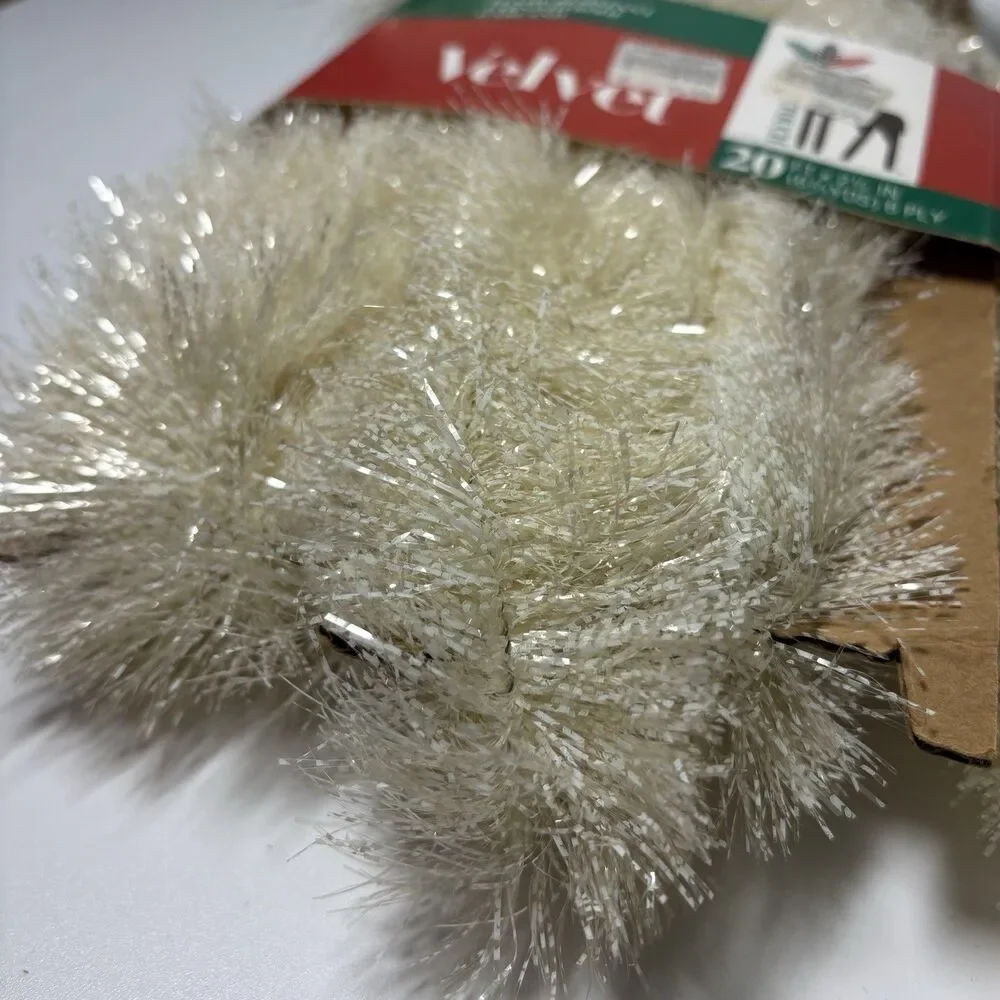 Vintage Tinsel Garland Cream Christmas Tree Garland Flame Resistant Made USA