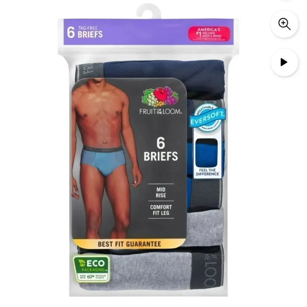 Fruit of the Loom Men's XL Midrise Cotton Briefs Moisture-Wicking - New