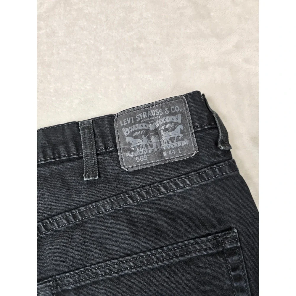 Levi's 569 Denim Shorts Mens 44 Big Tall Black Jean Cotton Casual Loose Straight