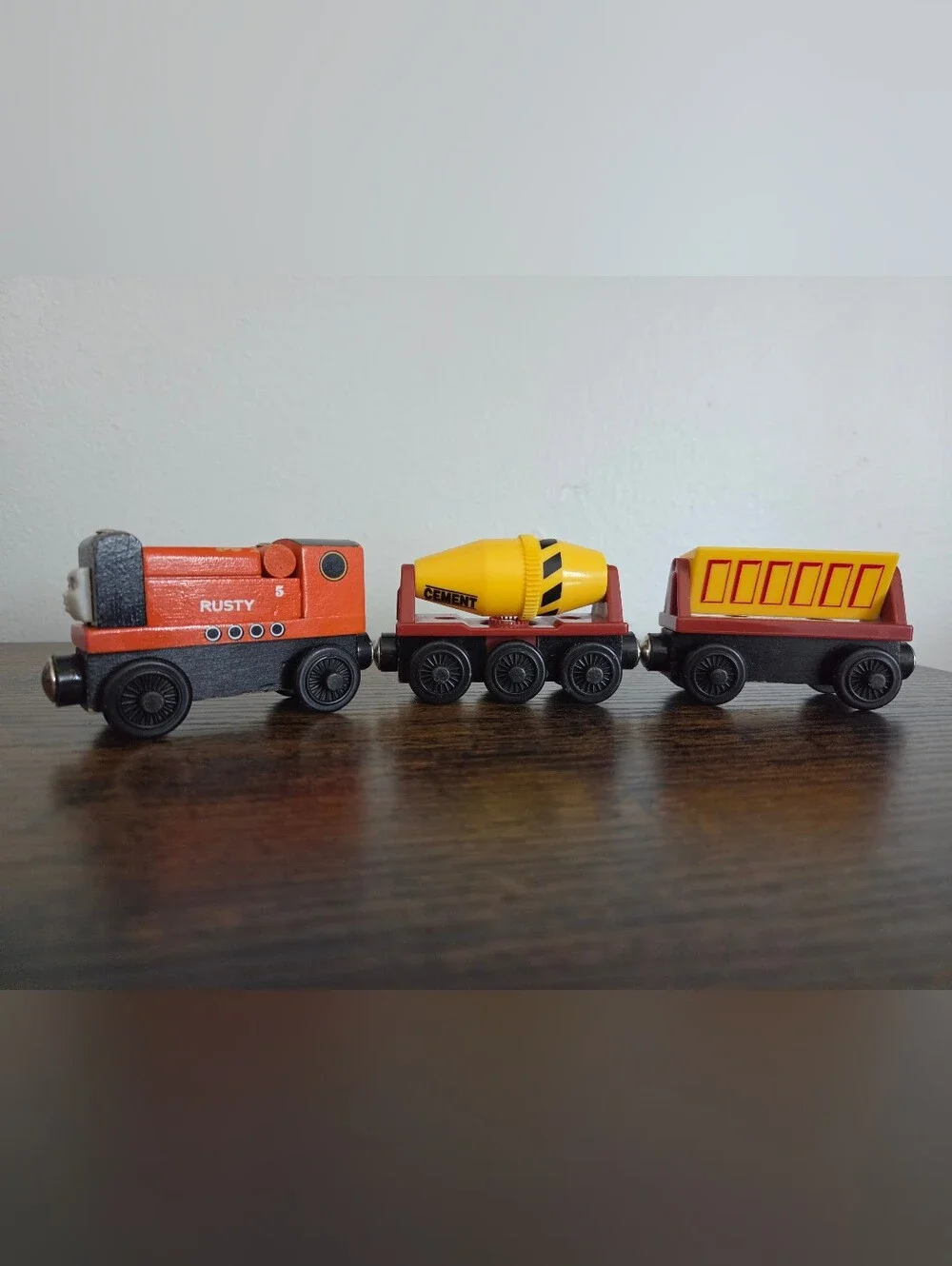 Vintage Thomas Friends Rusty With Construction Cars Set Wooden Railway