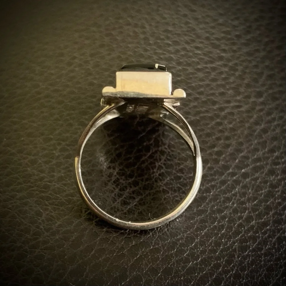 Vintage A Yazzie Navajo Onyx Sterling Silver Ring