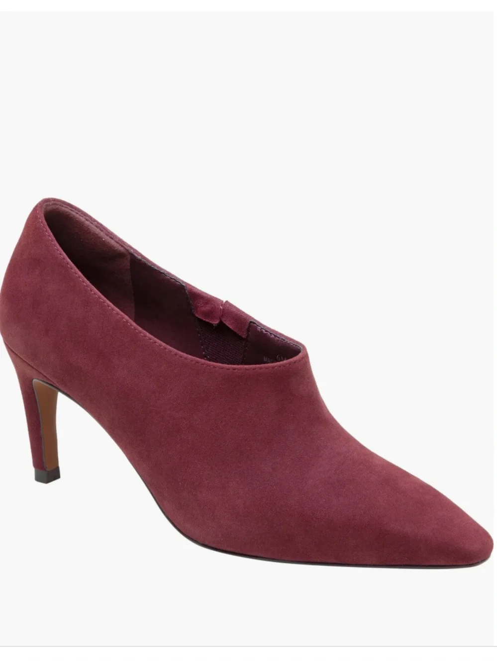 Linea Paolo Simone Burgundy Kid Suede Bootie Tapered Heel Pull On Style Size 9.5
