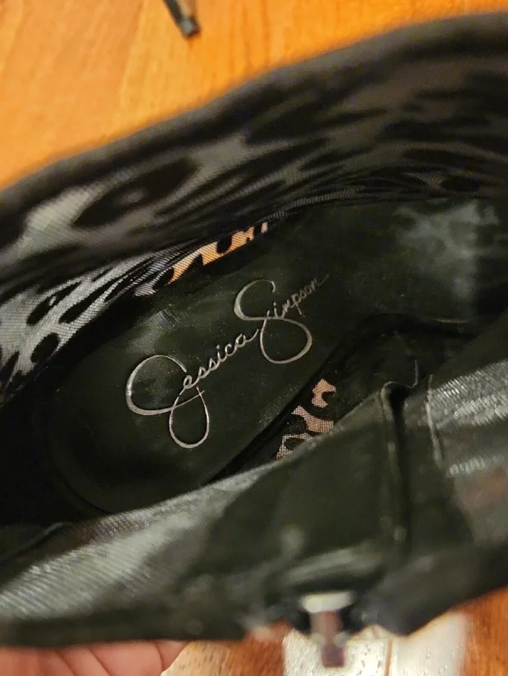Jessica Simpson Black Leopard Mesh Ankle Booties