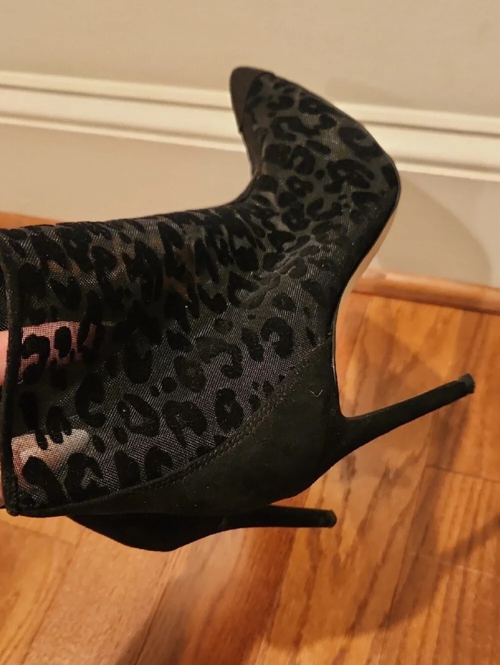 Jessica Simpson Black Leopard Mesh Ankle Booties