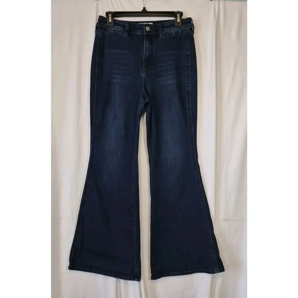 Free People We The Free Wide Leg Flare Cotton Blend Jeans 29