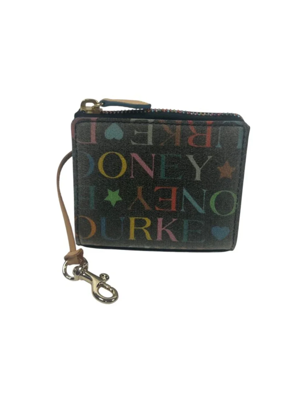 Dooney Bourke ID Coin Case Keychain Wallet Leather Trim Y2K Vintage