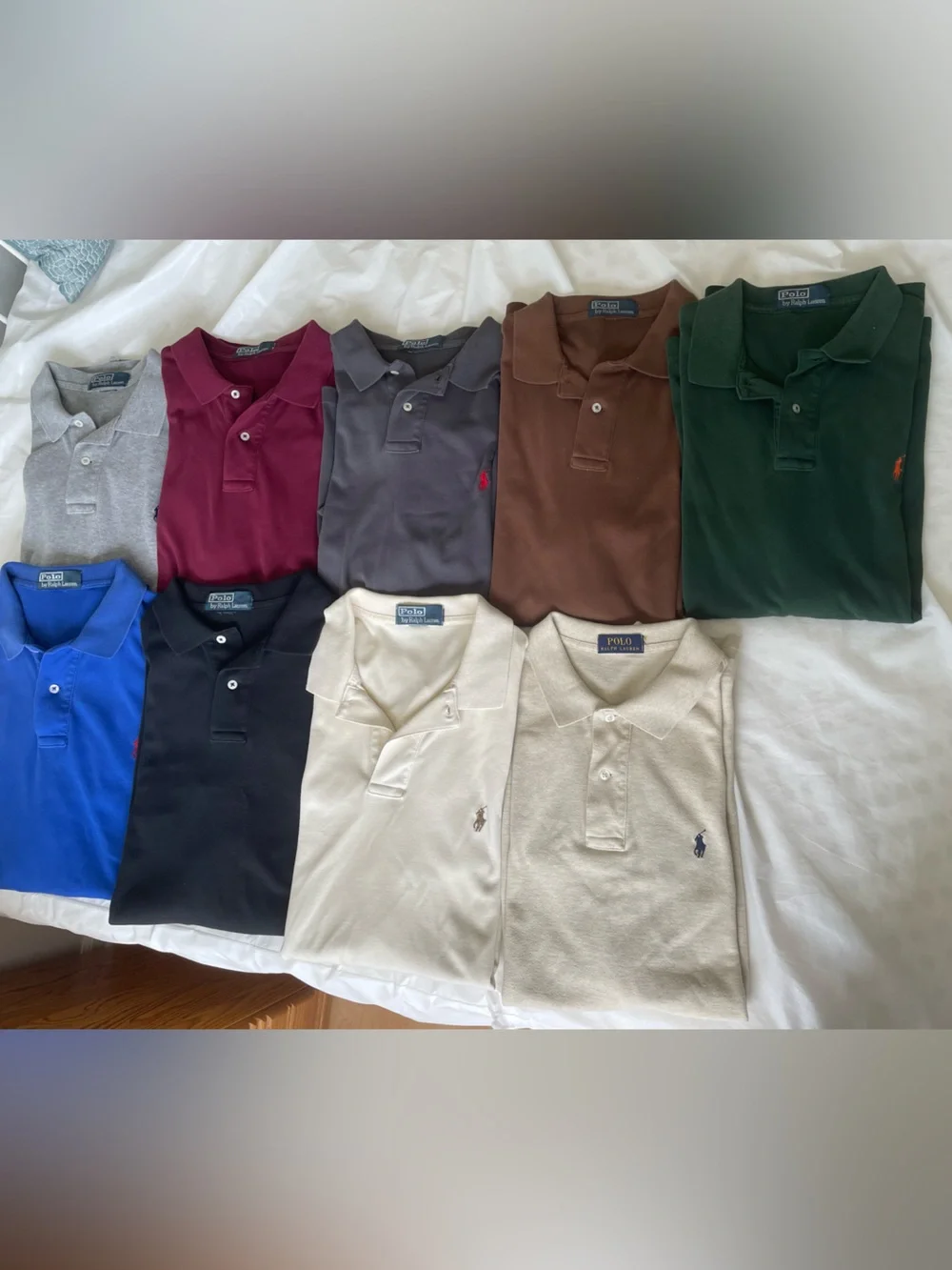 Set of 9. Polo by Ralph Lauren Mixed Color Polo Shirt Lot. Size XL.