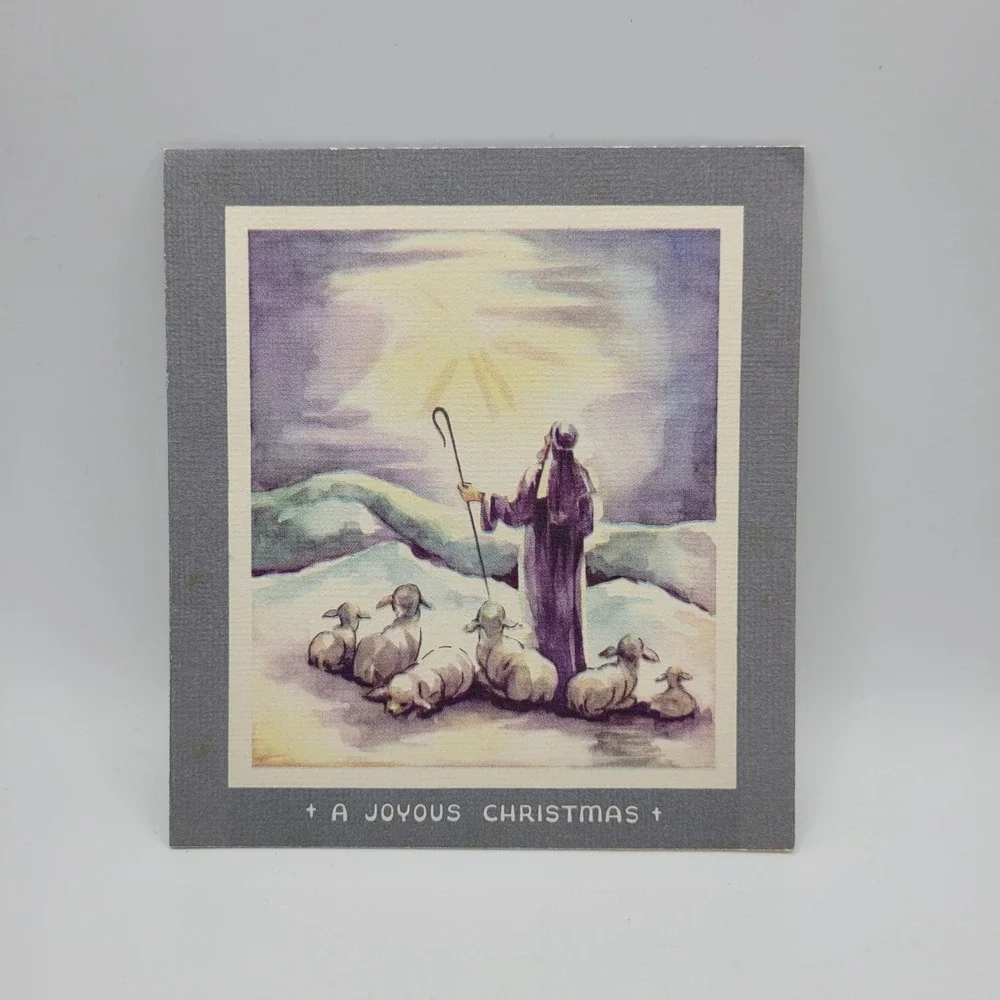 Vintage‎ Christmas Card Shepherd Sheep Norma Harold Stroud Religious
