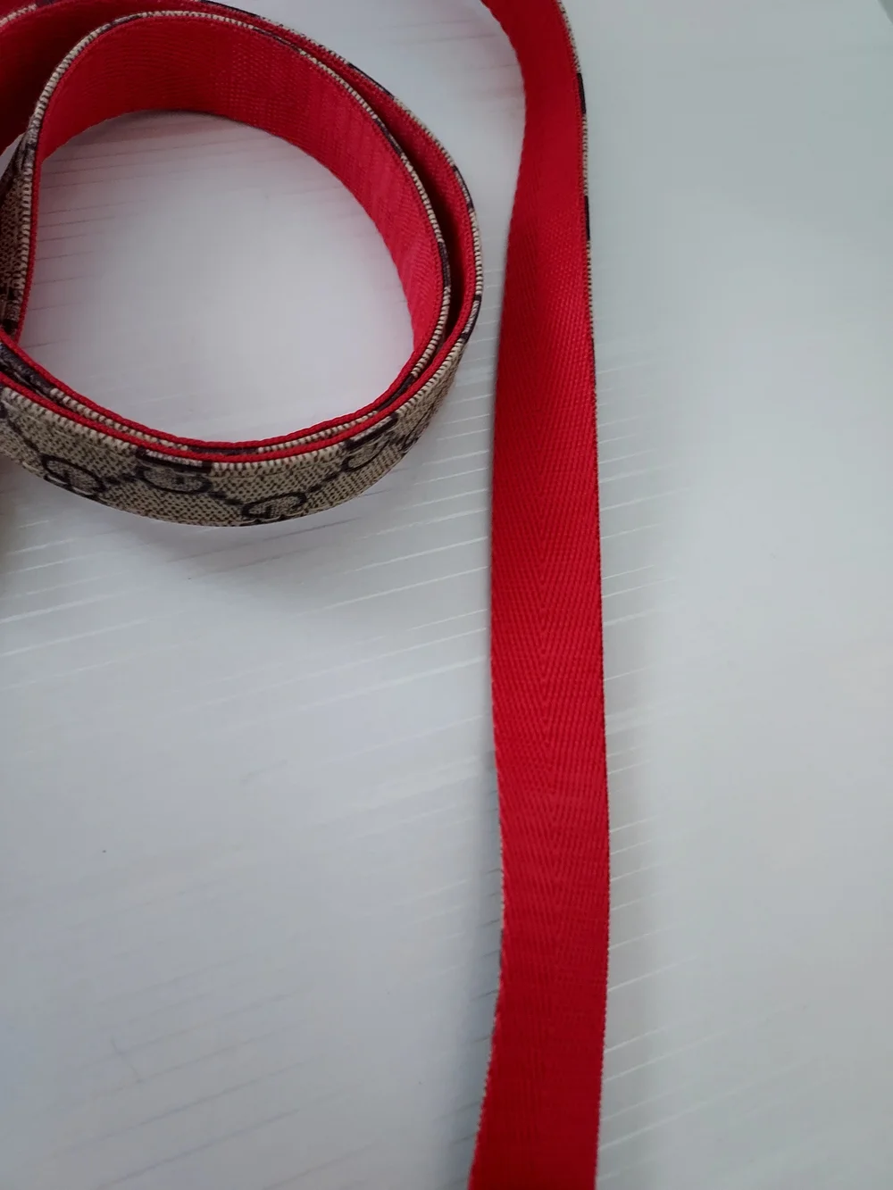 Dog Leash USED   Monogram Canvas and Red Lining Key Strap with Gold