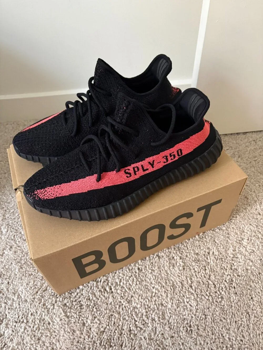 Adidas Yeezy Boost 350 V2 Red Stripe Core Black