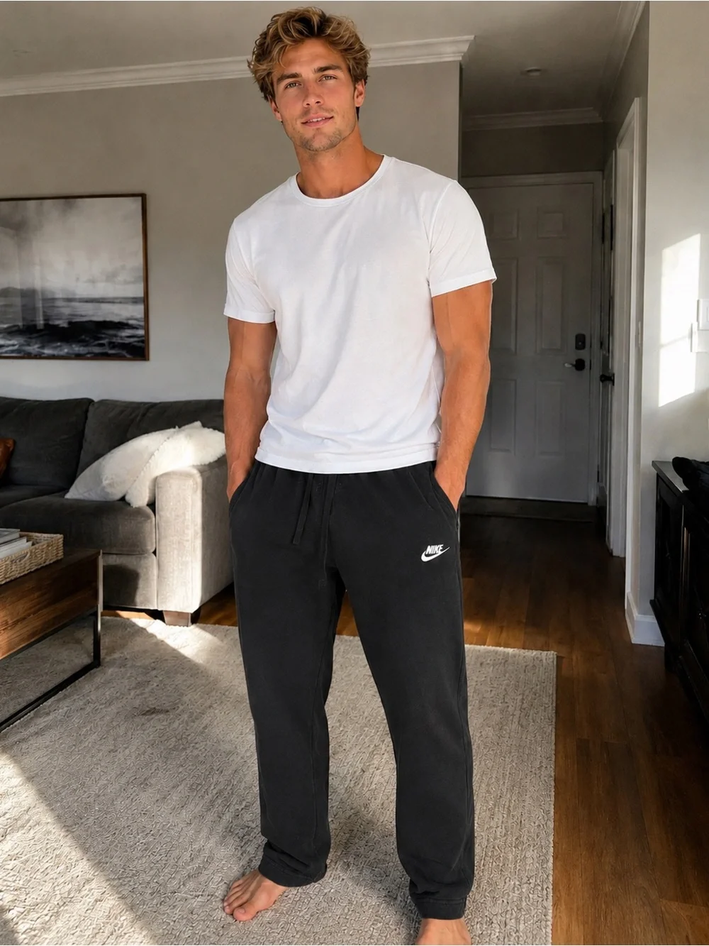 Nike Men’s Medium Open Hem Sweatpants Soft Fleece Lounge Pants