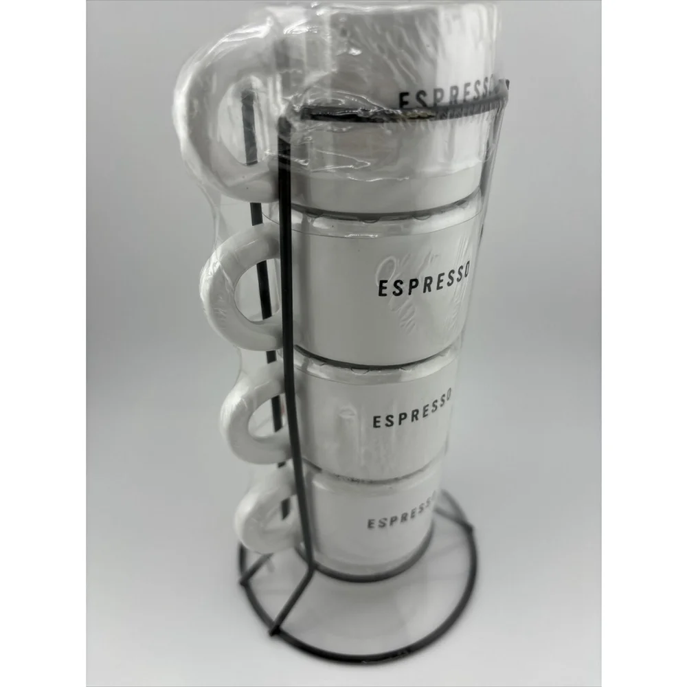 Target Bullseye Playground 5 Piece Espresso Mini Stackable Mugs Cups (NEW)