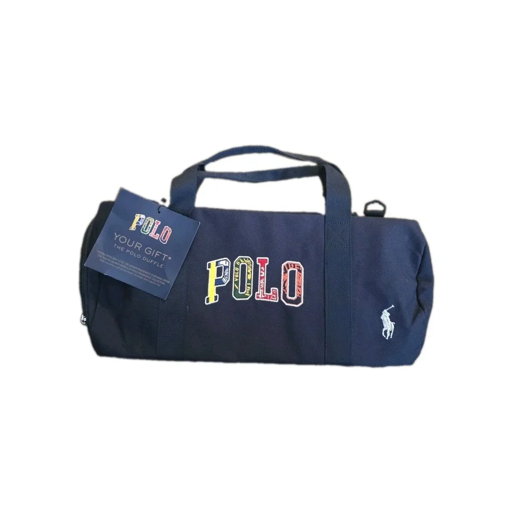NWT Polo Ralph Lauren Unisex Multicolored Embroidered Logo Duffle Navy