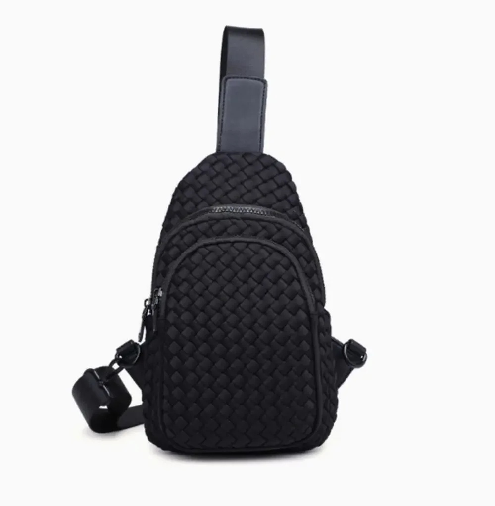 Beyond the Horizon Woven Neoprene Sling Backpack | Black