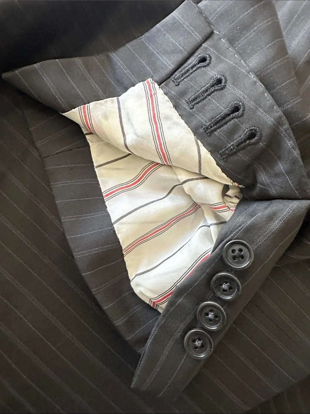 Kiton Napoli 14 Micron Charcoal Pinstripe Men’s Sports Coat Blazer Size 48 L