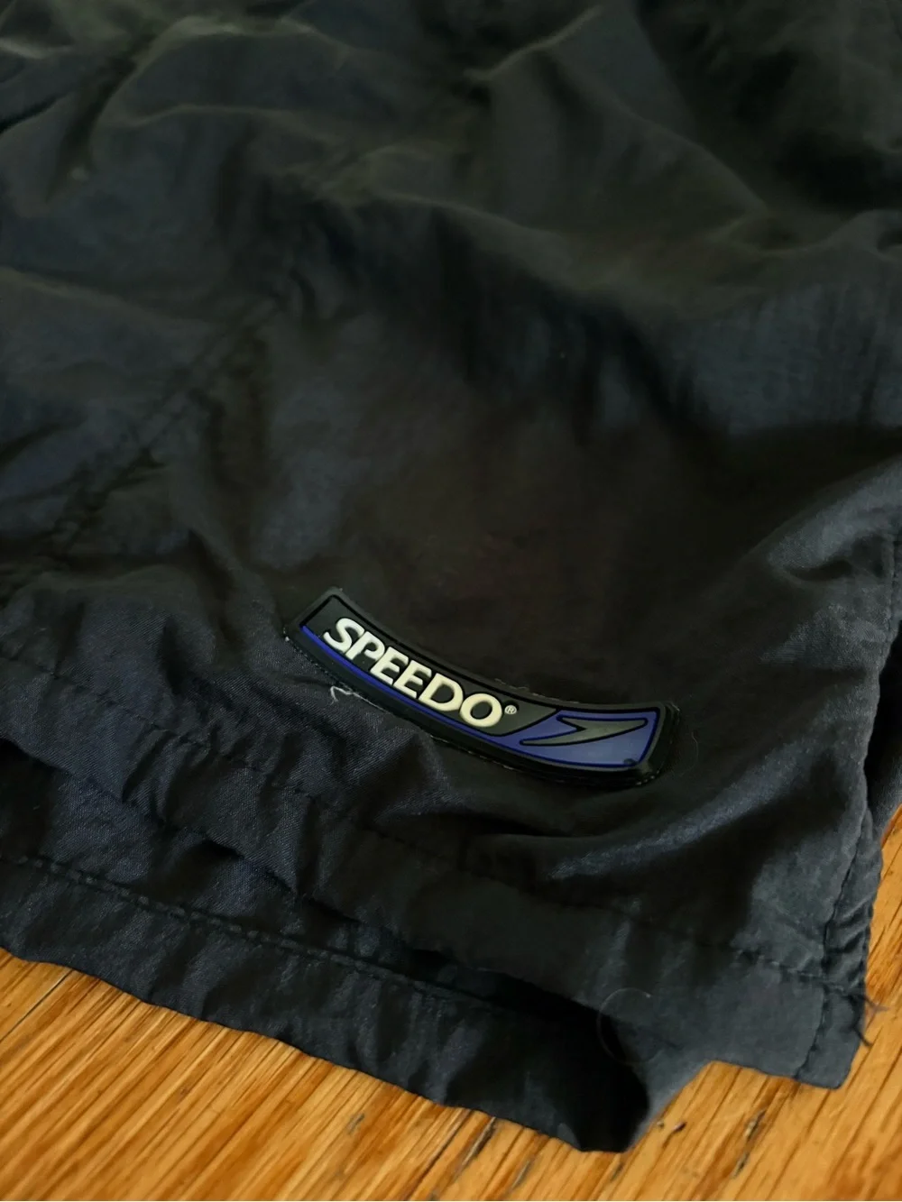 Vintage Speedo Black Swim Trunks Size M Mesh Lined Drawstring