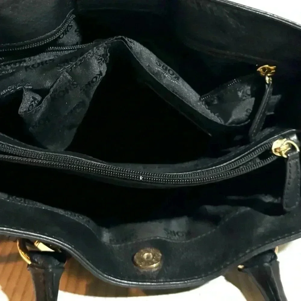 Michael Kors black leather satchel handbag