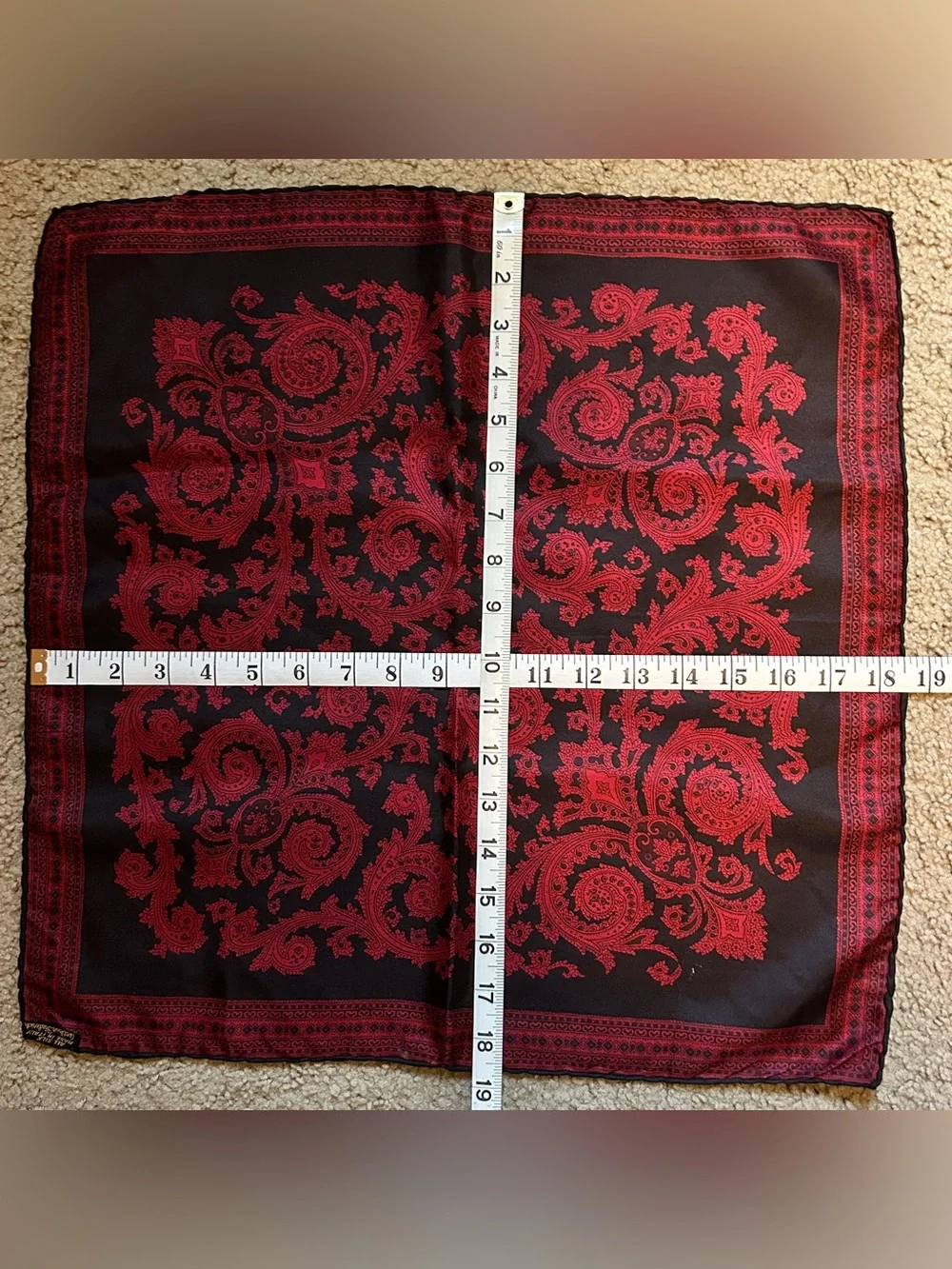 100% Silk Pocket Squares Set in Red and Black Vintage