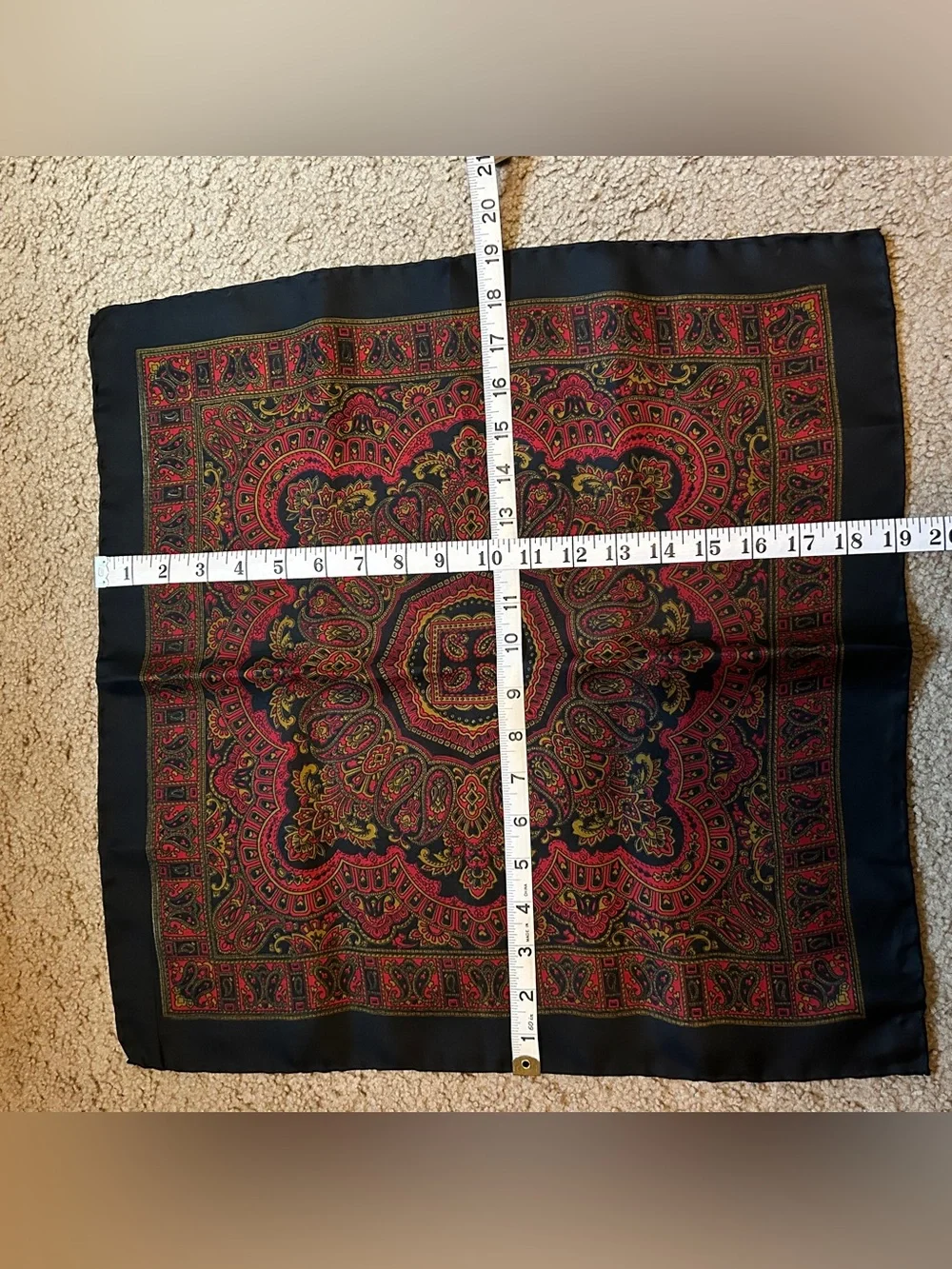 100% Silk Pocket Squares Set in Red and Black Vintage
