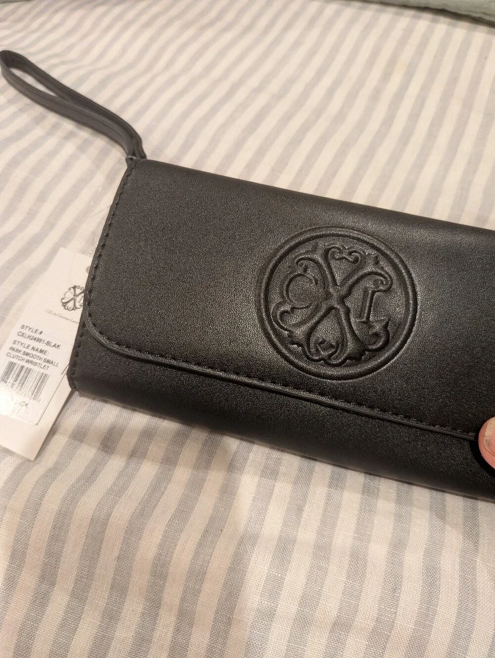 Christian Lacroix Black Wristlet Clutch with Gold Accent