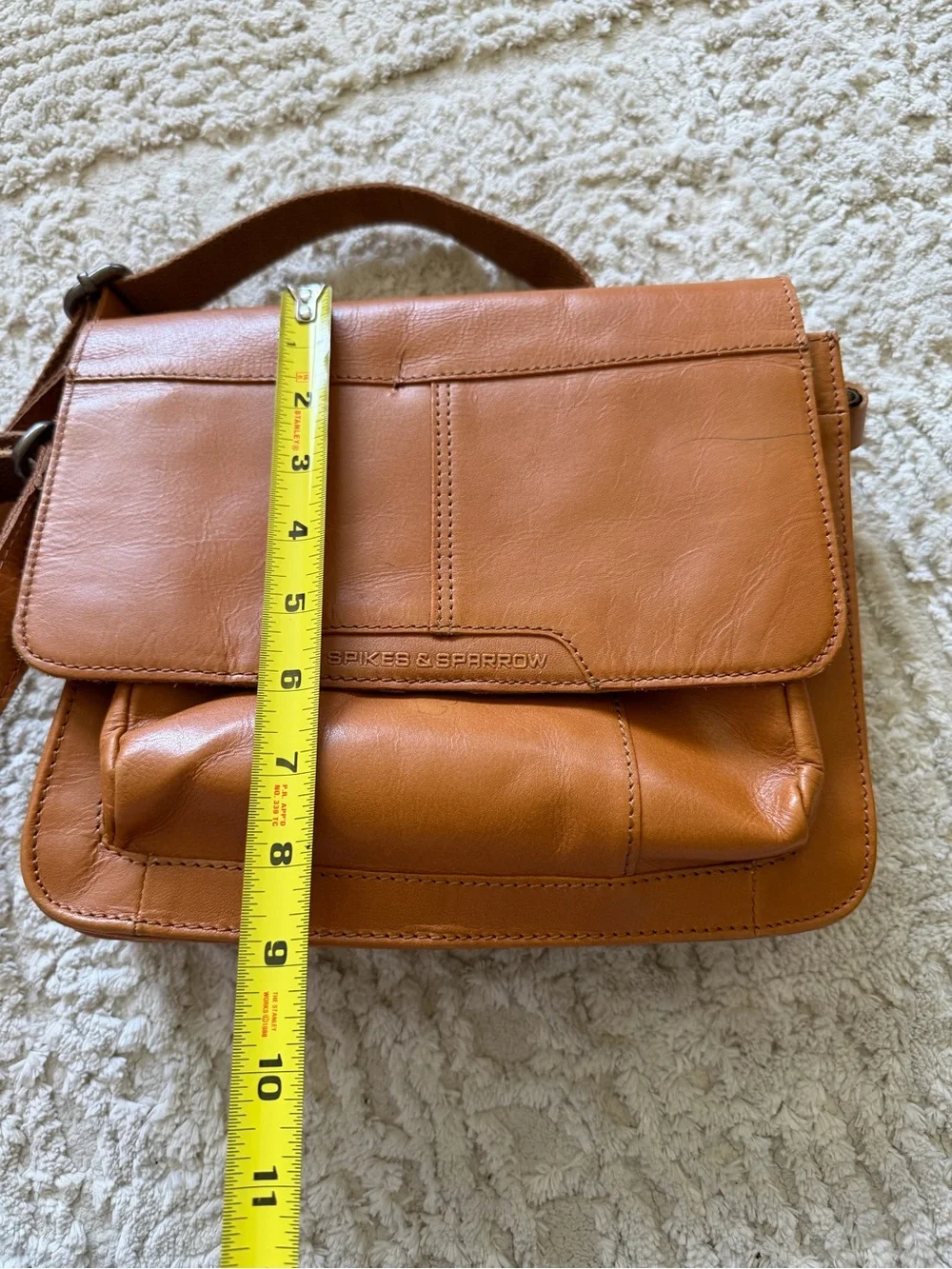 Spikes & Sparrow brown leather messenger bag