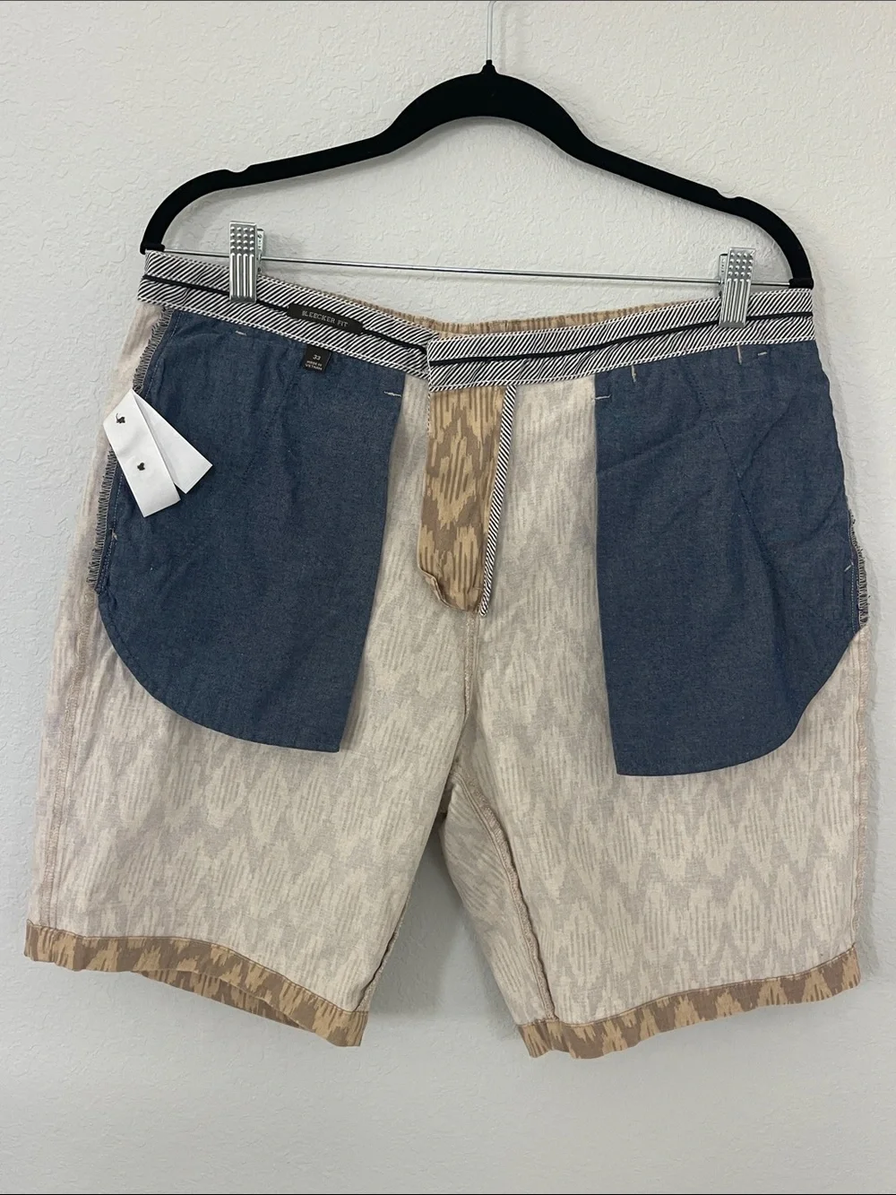 Jachs New York Bleecker Fit Geometric Print Chino Shorts Men’s 33 Khaki Stretch