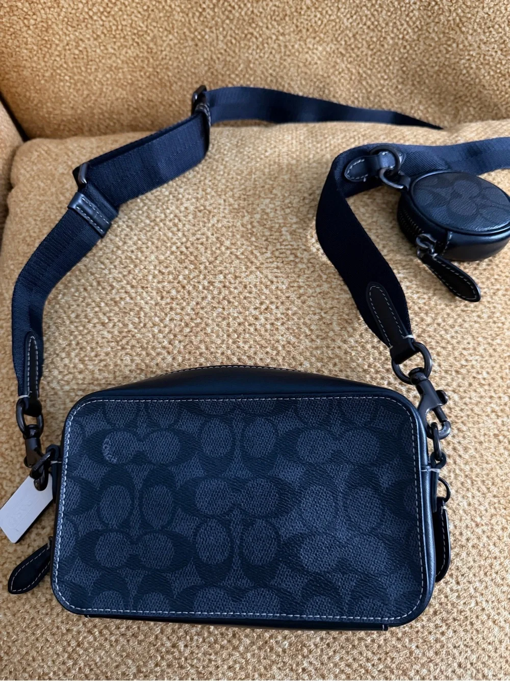 Coach tag yellow fabric