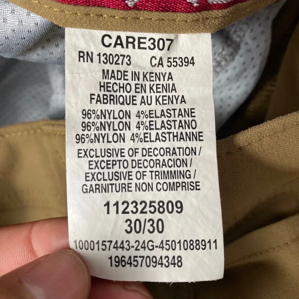 Wrangler Cargo Pants Mens 30/30 Brown ATG All Terrain Gear Outdoor Stretch Slim