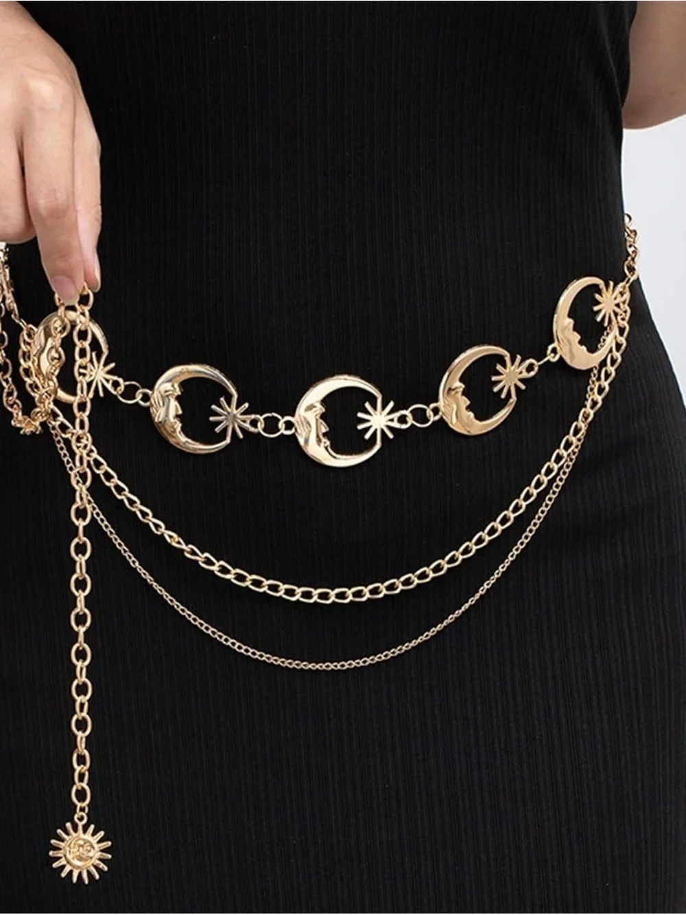 New! Vintage Celestial Moon & Star Chain Belt