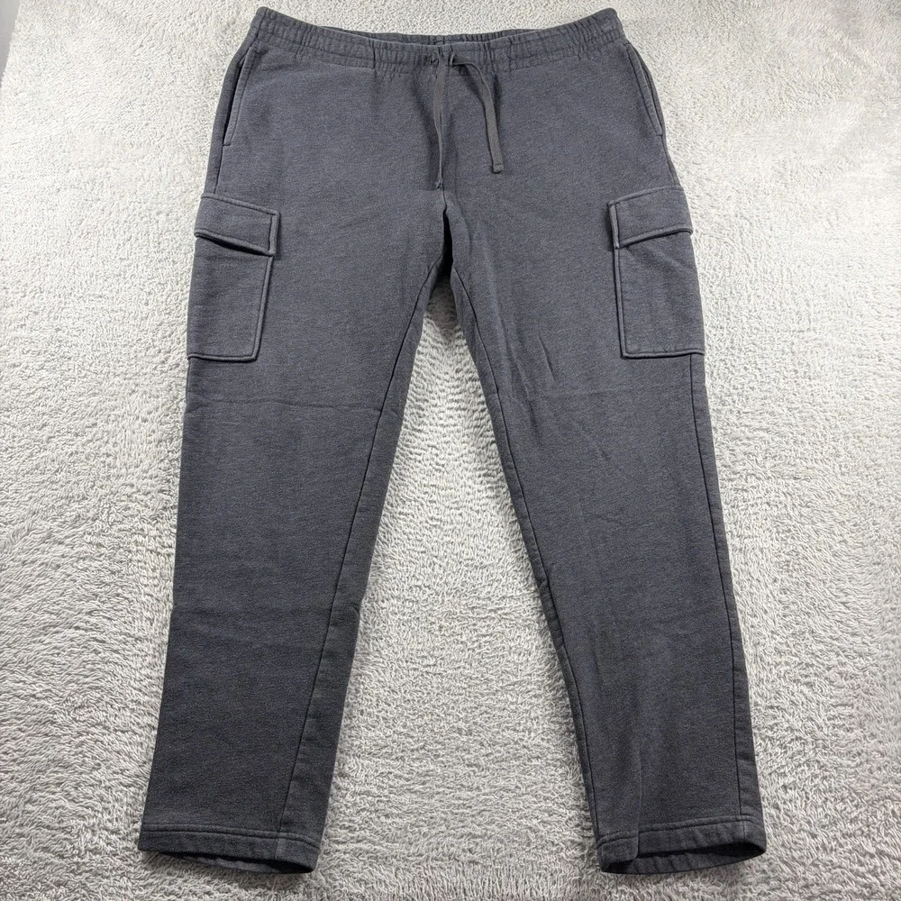 Tek Gear Ultra Soft Fleece Pants Mens XL Gray Cargo Sweat Pants Straight Leg