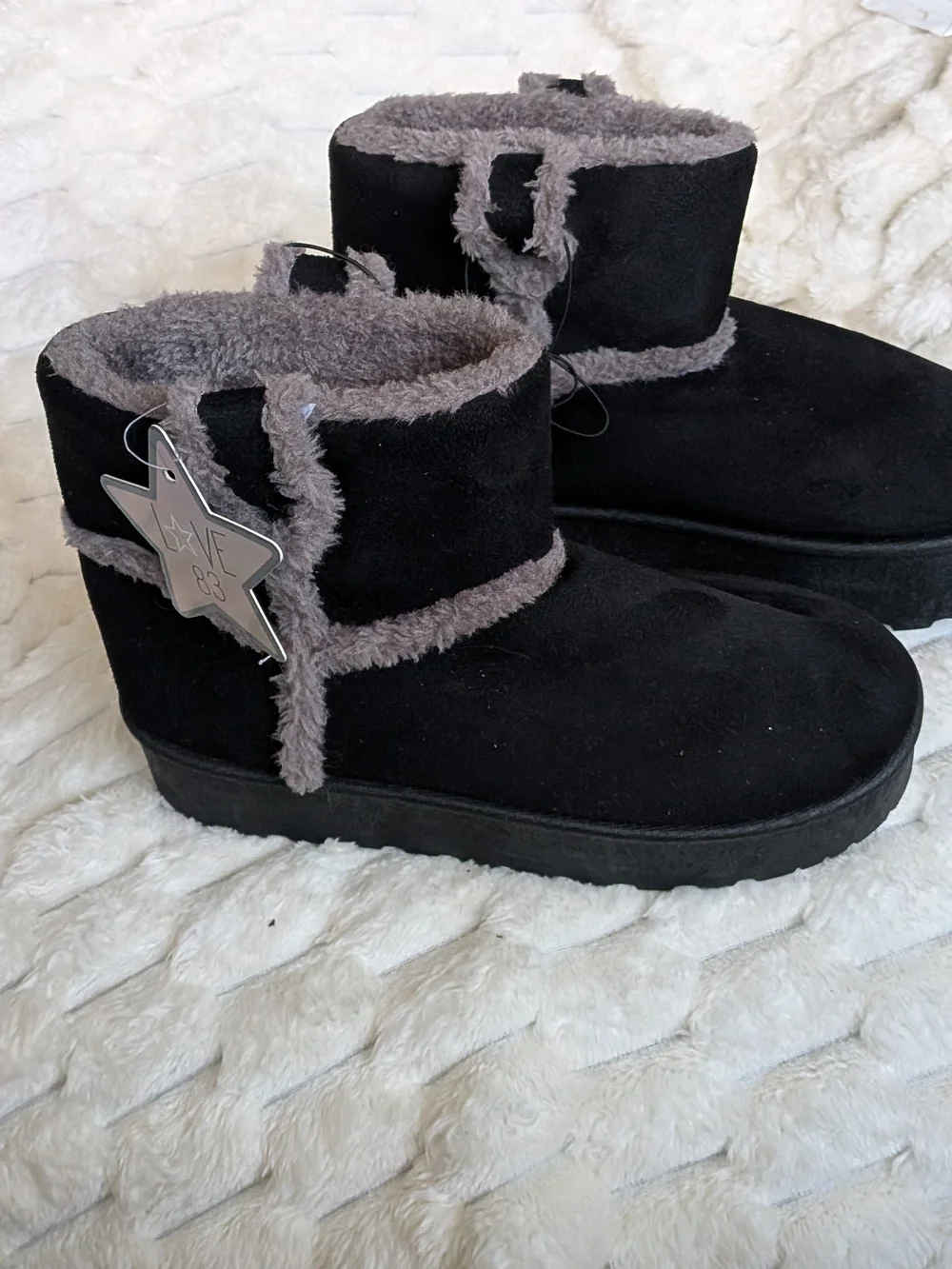 Love Black Cozy Fleece-Trim Boots