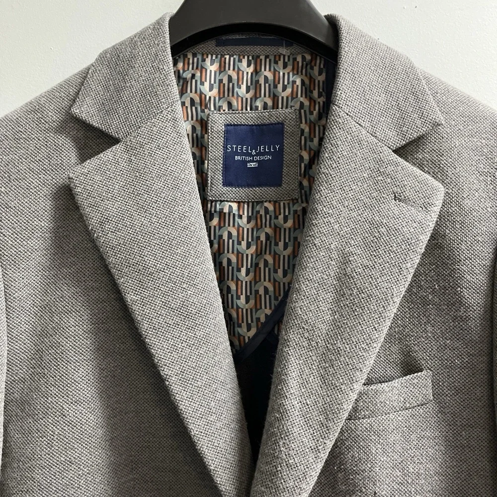Steel & Jelly Blazer Mens US 40 Gray Textured Sports Coat Jacket‎ Office Career