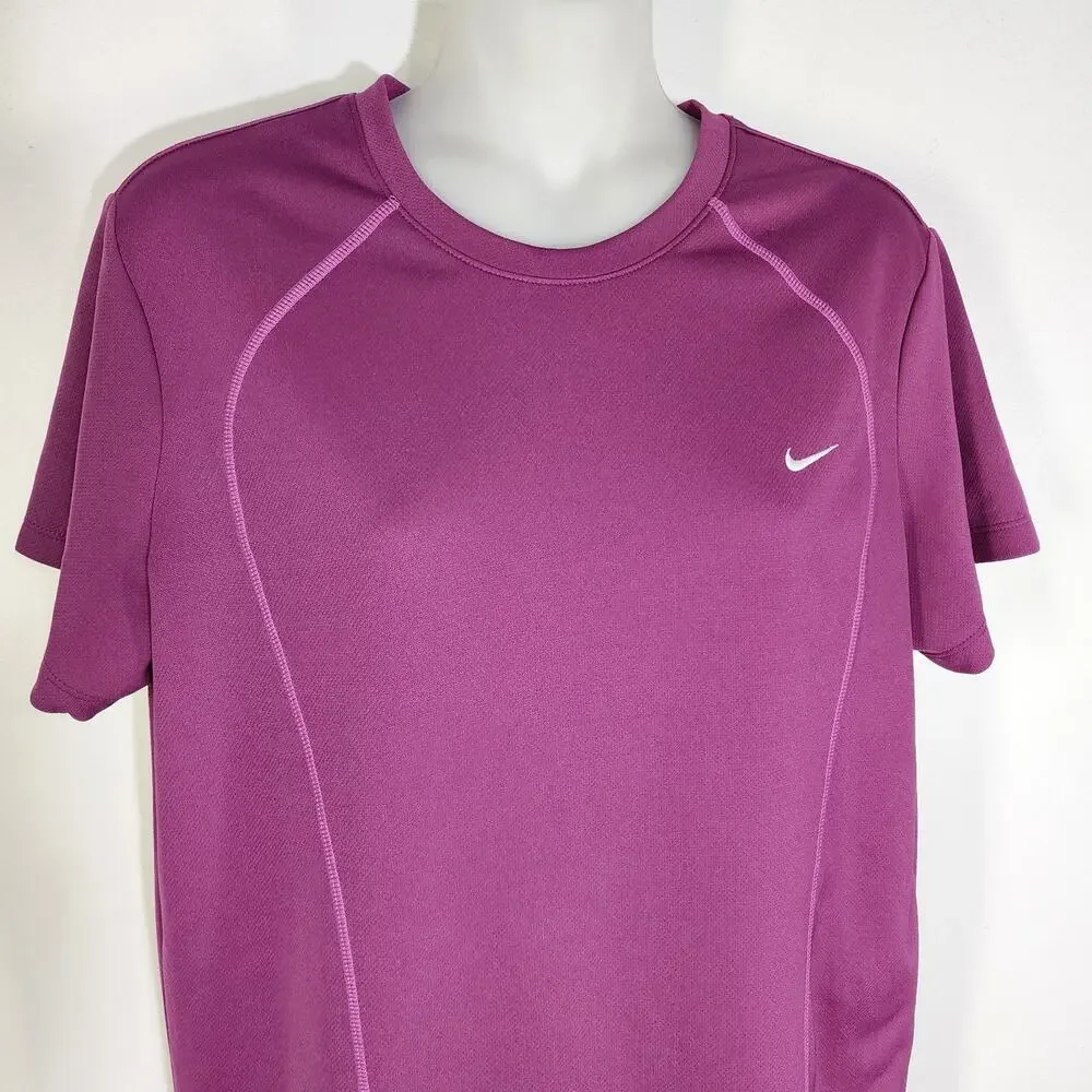 Nike Performance Womens T Shirt Large Purple Crew Neck Short Sleeve Athletic