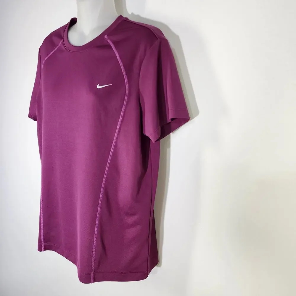 Nike Performance Womens T Shirt Large Purple Crew Neck Short Sleeve Athletic