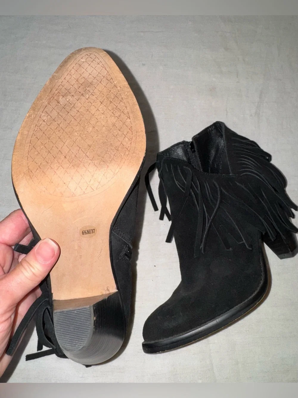Jessica Simpson Fringe Suede Ankle Booties - Black