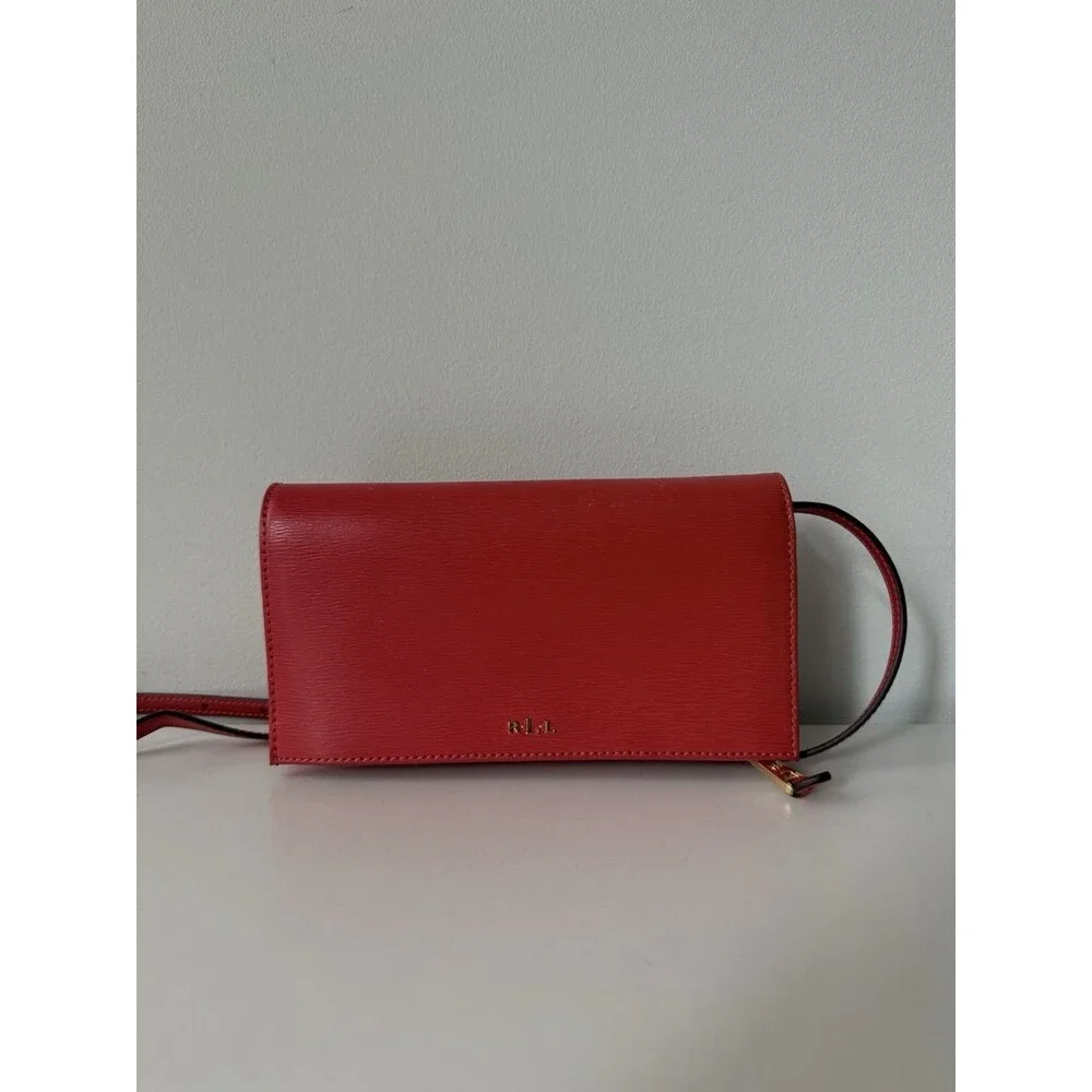 Lauren Ralph Lauren Crossbody Wallet Red Leather
