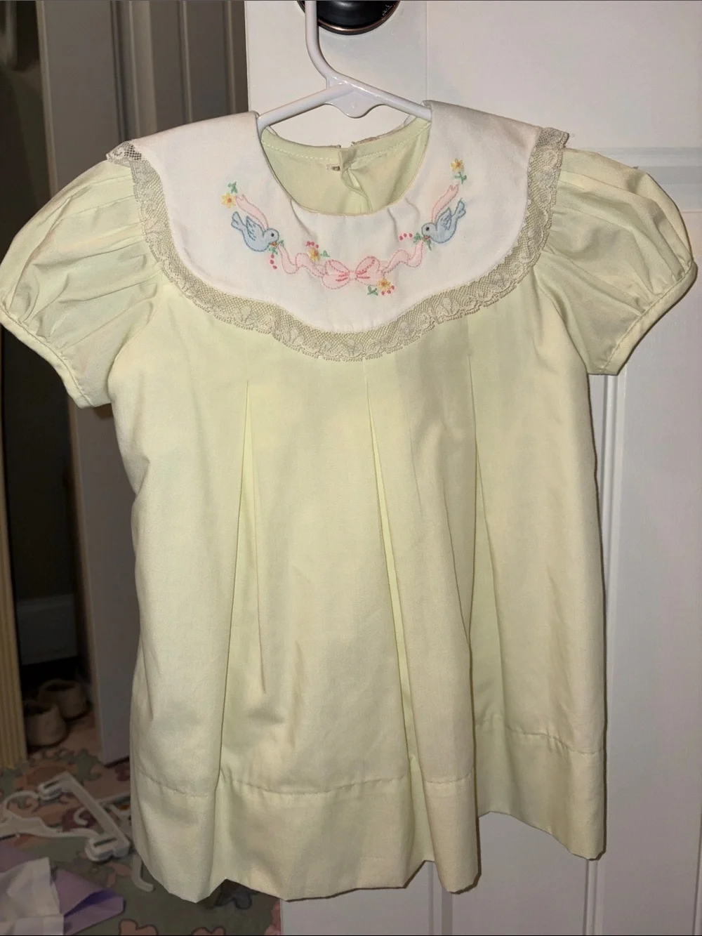 Classic Yellow Embroidered Collar Girls' Formal Dress