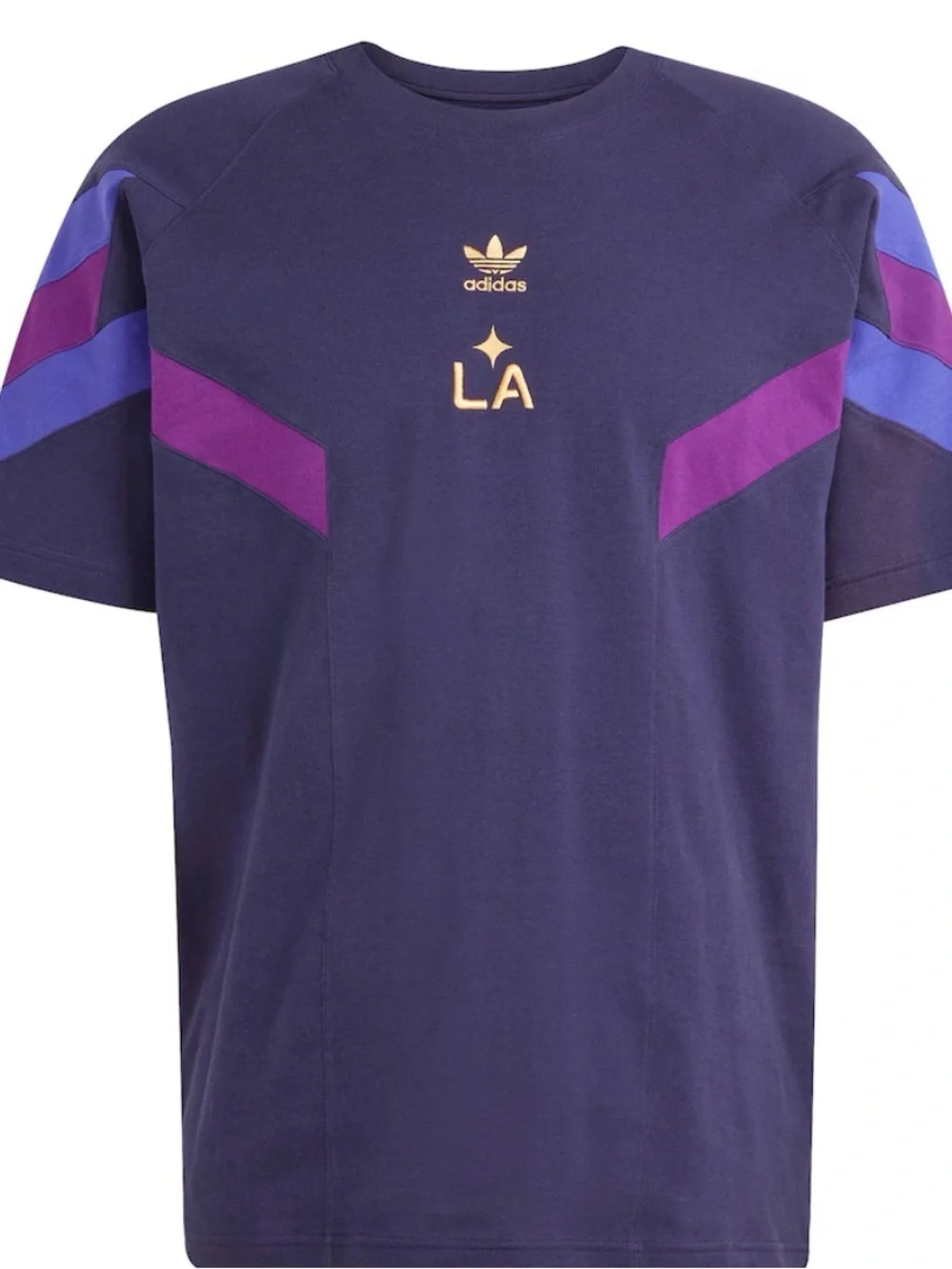 Adidas Originals LA Galaxy Purple Colorblock Graphic Tee Shirt - M 100% cotto