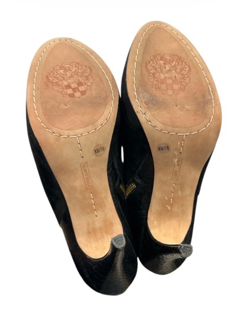 Vince Camuto Elvin Black Suede Croc-Embossed Platform Booties NWOT - Size 8B