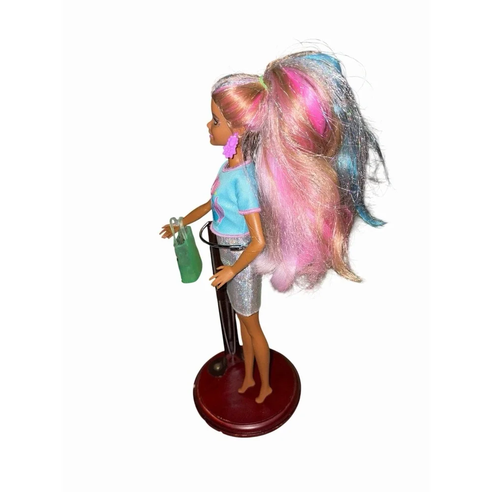 Barbie Fantasy Hair Doll - Blue Pink Colorful Hair African American With Bag‎
