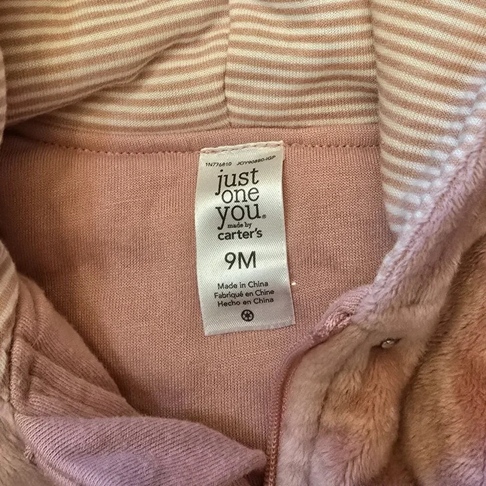 CARTERS Just One You Pink Bunting Footed Winter Snowsuit sz 9m  LIKE NEW