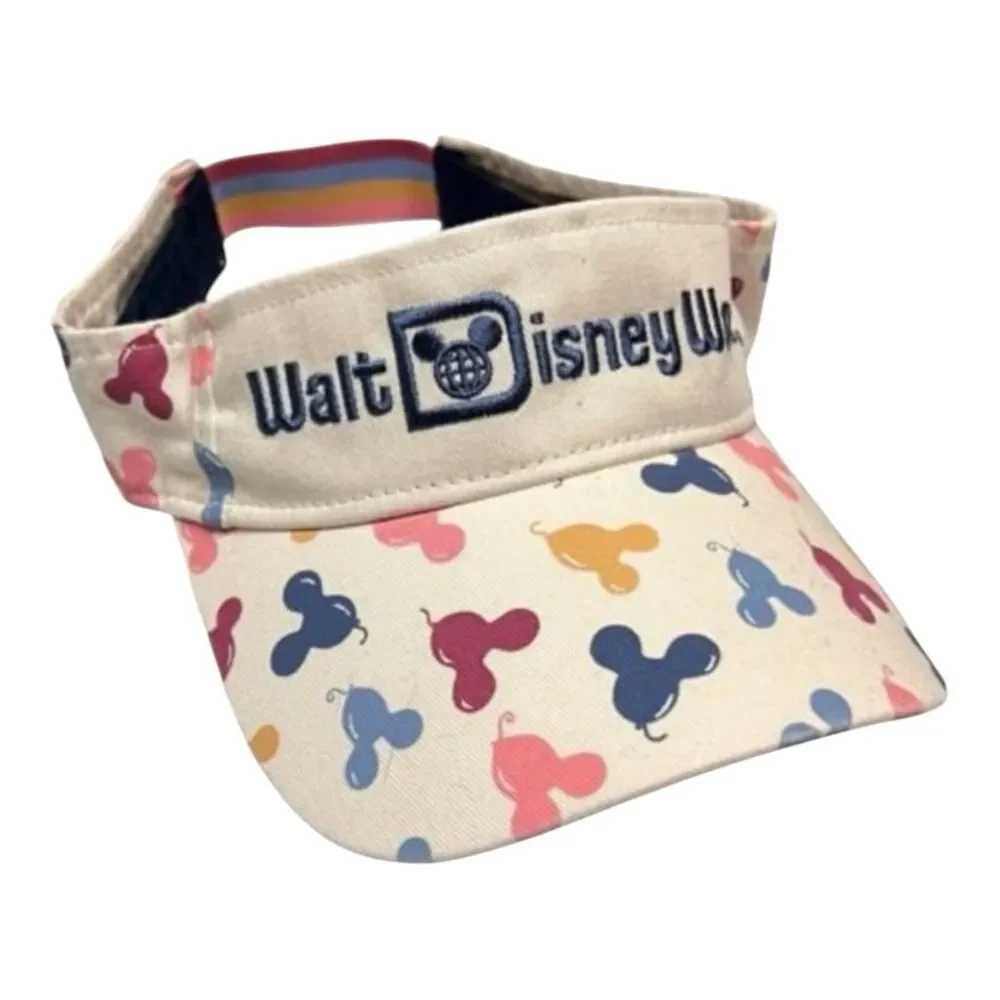 Disney Parks Visor Walt Disney World Balloon Print Rainbow Strap Adult