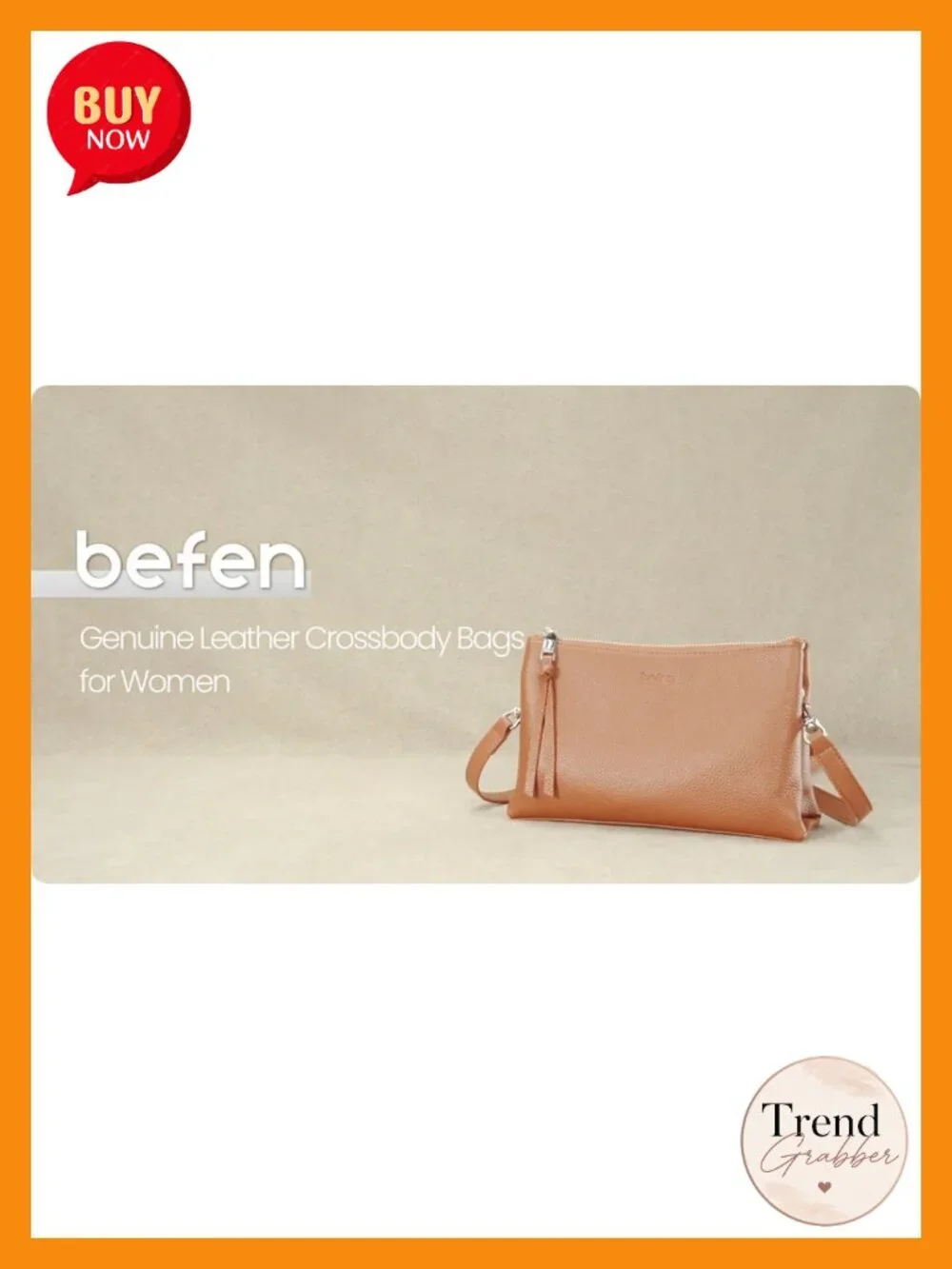 Genuine Leather Crossbody Bag with RFID Protection
